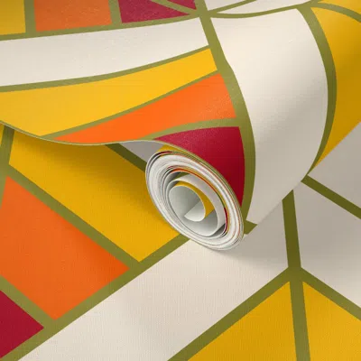 Spoonflower Peel And Stick Wallpaper Geometric Pattern Art Deco Diamond Sunset (standard Version) 2' X 12' Remov