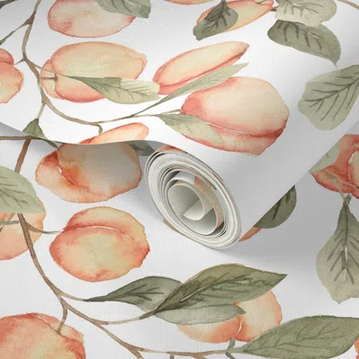 Spoonflower Peel And Stick Wallpaper Georgia Peaches 2' X 12' Removable