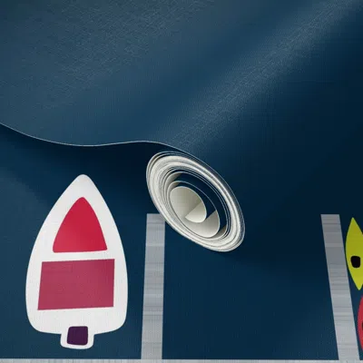 Spoonflower Peel And Stick Wallpaper Giant Boat Docks Panel 1 2' X 12' Removable