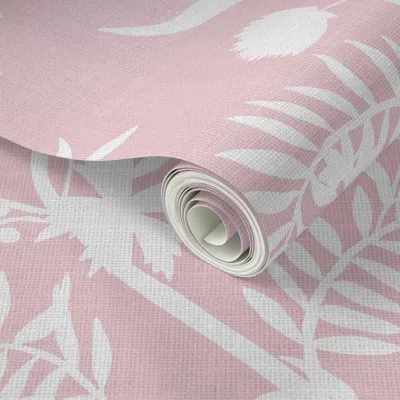 Spoonflower Peel And Stick Wallpaper Gina 3 Pink Pallavi Silhouette Half Drop Match Copy 2' X 12' Removable