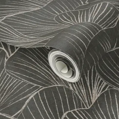 Spoonflower Peel And Stick Wallpaper Gingko Leaf Modern Japandi Minimalist Glamour Moody Dark Moss Green Walls 2