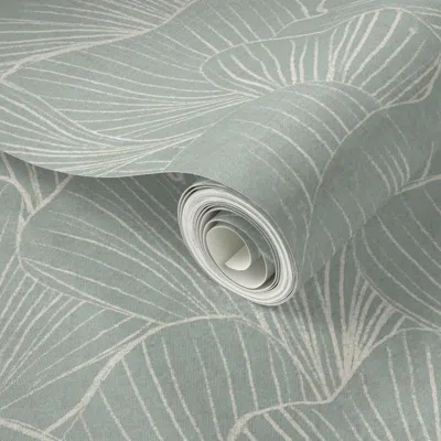 Spoonflower Peel And Stick Wallpaper Ginkgo Leaf Japandi Botanical Muted Soft Green Grey Serene Coastal Decor 2'