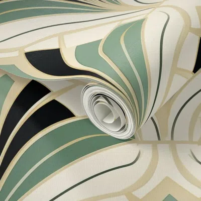 Spoonflower Peel And Stick Wallpaper Gold Teal Black Silver Art Deco Geometric Bold Contrast Contemporary 2' X 1