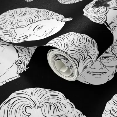 Spoonflower Peel And Stick Wallpaper Golden Girls - Black 2' X 12' Removable