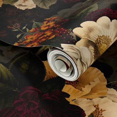 Spoonflower Peel And Stick Wallpaper Gothic Dark Peonies Baroque Floral  Romantic Accent Elegant Decor 2' X 12' 