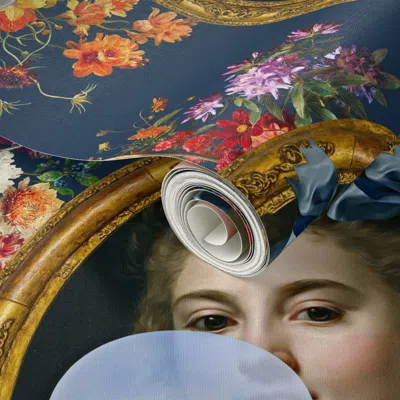 Spoonflower Peel And Stick Wallpaper Gotta Kiss Myself So Pretty Floral In Blue 2' X 12' Removable