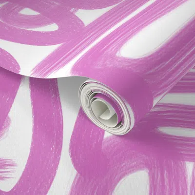 Spoonflower Peel And Stick Wallpaper Graffiti Squiggle Magenta On White  Removable In Pink
