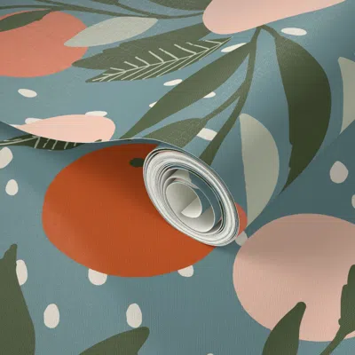 Spoonflower Peel And Stick Wallpaper Grapefruit Rain Jumbo 2' X 12' Removable In Multi