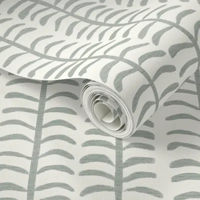 Spoonflower Peel And Stick Wallpaper Grasscloth Vine In Basil 2' X 12' Removable