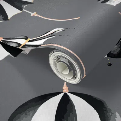 Spoonflower Peel And Stick Wallpaper Gray Umbrellas - Vintage Parasol Pattern 2' X 12' Removable