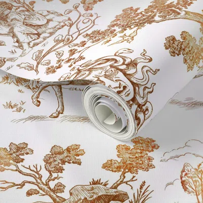 Spoonflower Peel And Stick Wallpaper Greek Mythology Toile Brown Ombre 2' X 12' Removable