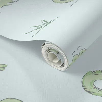 Spoonflower Peel And Stick Wallpaper Green Baby Alligators On Light Blue For Little Boy Nursery Decor // Jumbo 2