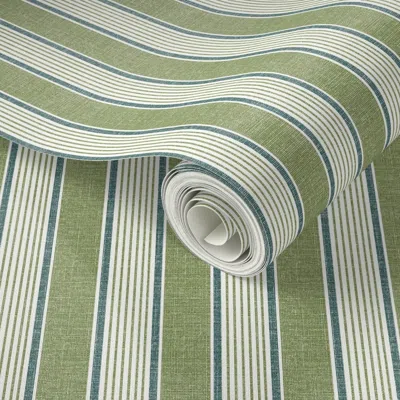 Spoonflower Peel And Stick Wallpaper Greenery Stripe 2' X 12' Removable