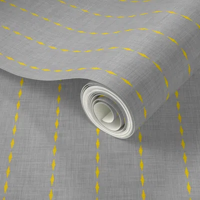 Spoonflower Peel And Stick Wallpaper Grey Diamond Linen 2' X 12' Removable