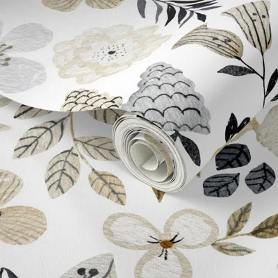Spoonflower Peel And Stick Wallpaper Grey Pattern 1 2' X 12' Removable In White