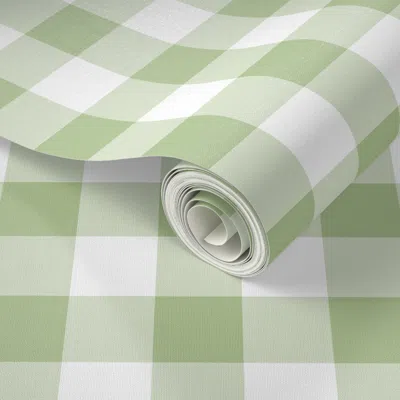 Spoonflower Peel And Stick Wallpaper Gustav Bold Check In Basil 2' X 12' Removable