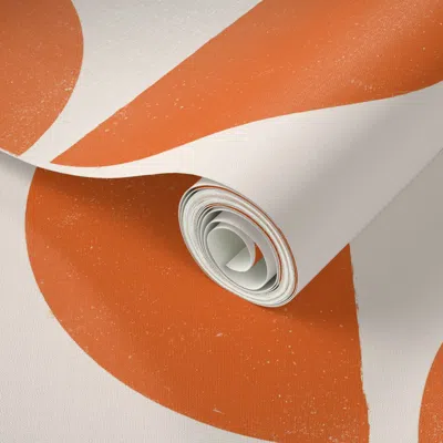 Spoonflower Peel And Stick Wallpaper Half Moon In Blaze Orange - Large 2' X 12' Removable