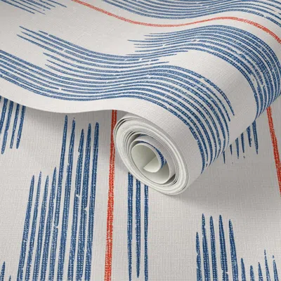 Spoonflower Peel And Stick Wallpaper Hali Vintage Ikat Running Stripe  Removable