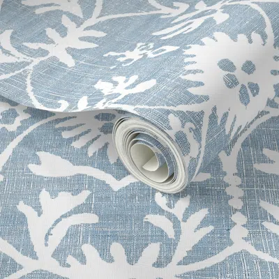 Spoonflower Peel And Stick Wallpaper Hali Vintage Maia Blue  Removable