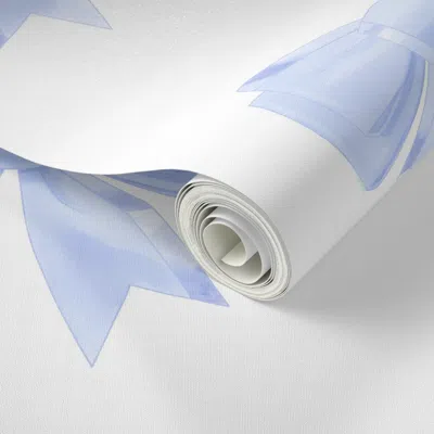 Spoonflower Peel And Stick Wallpaper Hand Painted Inky Bow Ribbons - Baby Blue Grandmillenial 2' X 12' Removable