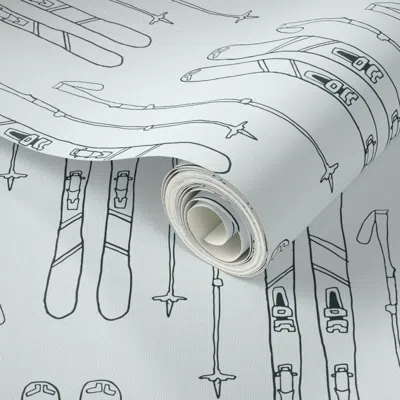 Spoonflower Peel And Stick Wallpaper Hand-drawn Skis - Alpine Modern 2' X 12' Removable