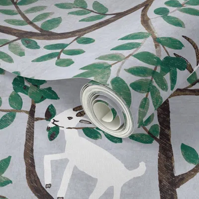 Spoonflower Peel And Stick Wallpaper Happy Goat-together In Trees  Removable In Multi