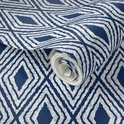Spoonflower Peel And Stick Wallpaper Harlequin Diamond Boho Indigo Masculine Modern Decor Medium Scale 2' X 12' 