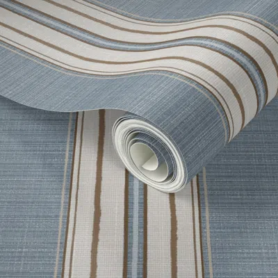 Spoonflower Peel And Stick Wallpaper Harold In Quiet Blues And Tan 2' X 12' Removable