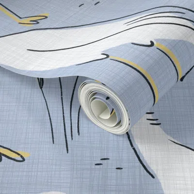 Spoonflower Peel And Stick Wallpaper Harry The Heron (light Blue) 2' X 12' Removable