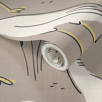 Spoonflower Peel And Stick Wallpaper Harry The Heron (tan) 2' X 12' Removable