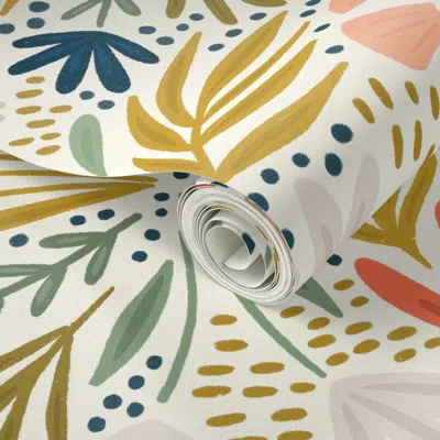 Spoonflower Peel And Stick Wallpaper Henrietta Floral (light) 2' X 12' Removable In Multi