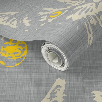 Spoonflower Peel And Stick Wallpaper Henry In Gray Linen 2' X 12' Removable