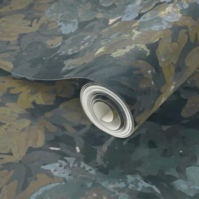 Spoonflower Peel And Stick Wallpaper Heritage Charm - Botanical Tapestry - Midnight Forest 2' X 12' Removable In Green