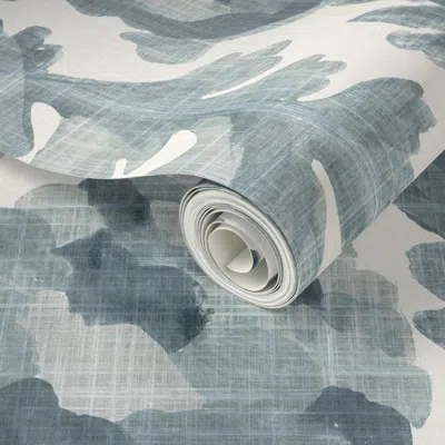 Spoonflower Peel And Stick Wallpaper Heritage Revival Victorian Peony Flower Arts And Crafts C Rain Cloud Grey 2
