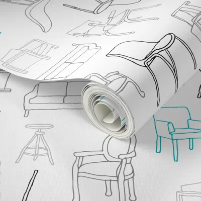 Spoonflower Peel And Stick Wallpaper Home Furniture Interior Design Chair Table And Hipster Items 2' X 12' Remov