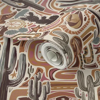 Spoonflower Peel And Stick Wallpaper Home On The Range Warm Retro 2' X 12' Removable