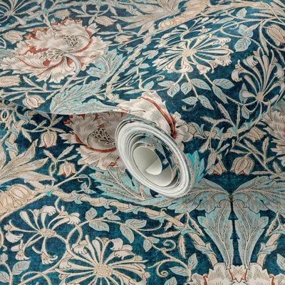 Spoonflower Peel And Stick Wallpaper Honeysuckle William Morris Heritage Glamour & Cottage Flowers Deco 2' X 12'