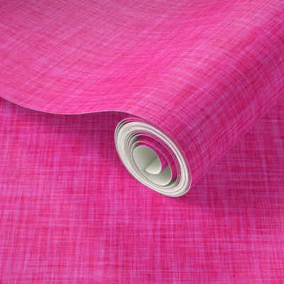 Spoonflower Peel And Stick Wallpaper Hot Pink Linen 2' X 12' Removable