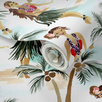 Spoonflower Peel And Stick Wallpaper Hula Dancers 2' X 12' Removable