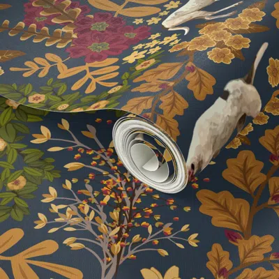 Spoonflower Peel And Stick Wallpaper Hunt Country Home - Fox Hunt In Flowers - Large Scale 2' X 12' Removable