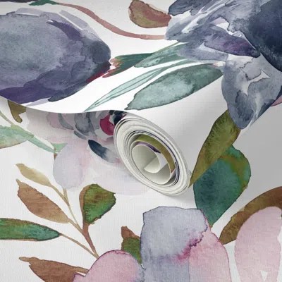 Spoonflower Peel And Stick Wallpaper Ibd Midnight Peonies C 2' X 12' Removable In Multi