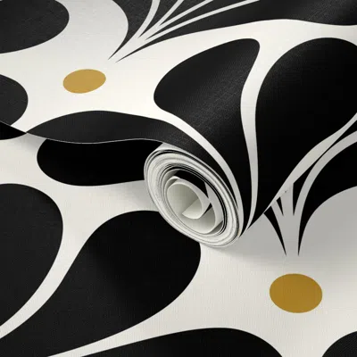Spoonflower Peel And Stick Wallpaper In Bloom Art Deco Geometric Floral Classic Minimalist Flowers Neutral Mid 2