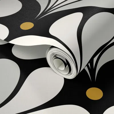 Spoonflower Peel And Stick Wallpaper In Bloom Art Deco Geometric Floral Classic Minimalist Flowers Neutral Mid 2