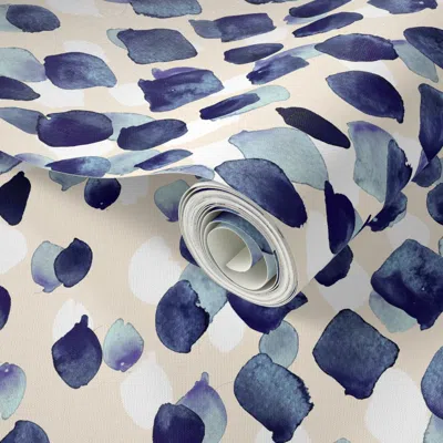 Spoonflower Peel And Stick Wallpaper Indigo Rain 2' X 12' Removable