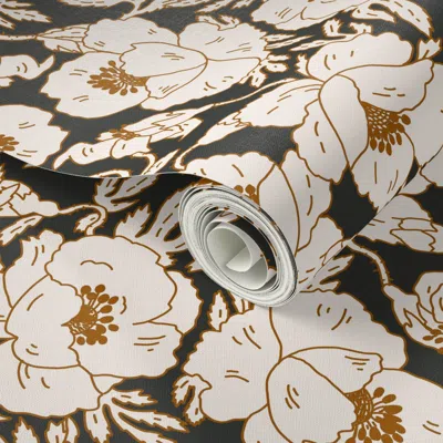 Spoonflower Peel And Stick Wallpaper Indra Poppy Dark 2' X 12' Removable