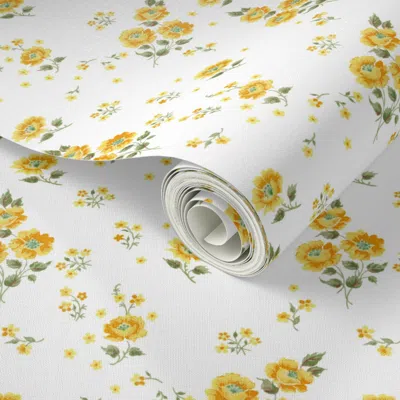 Spoonflower Peel And Stick Wallpaper Ingrid Buttercup  Removable