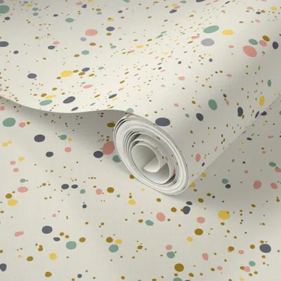 Spoonflower Peel And Stick Wallpaper Ink Splatter Polka Dot - Multicolour - 18in - Medium 2' X 12' Removable