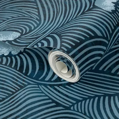 Spoonflower Peel And Stick Wallpaper Inked Nessie Lochness Monster  Removable In Blue