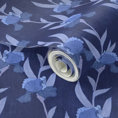 Spoonflower Peel And Stick Wallpaper Iris In Denim  Removable