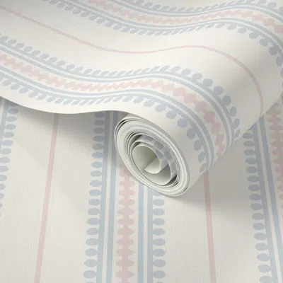 Spoonflower Peel And Stick Wallpaper Jackie Blue Pink Beaded Classic Traditional Stripe  Removable